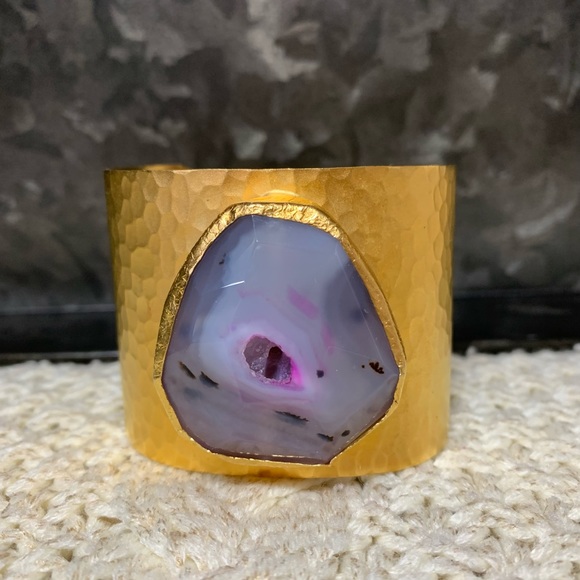 Charlene K Jewelry - Charlene K. Agate Druzy Hammered Cuff Bracelet